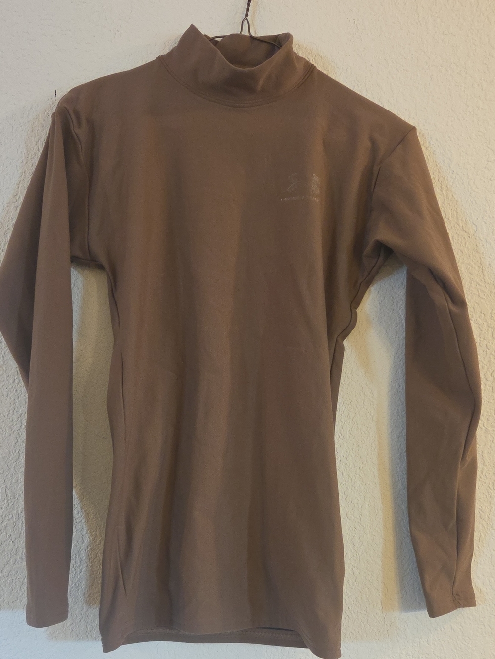 Under Armour Brown Crewneck Cold-weather Top with Black Logo